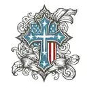 Cross with USA flag with Christian cross tattoo design idea