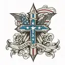 Cross with USA flag with Christian cross tattoo design idea