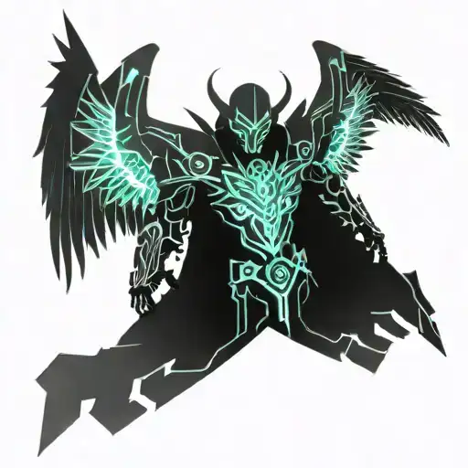 AK Armor clad angel tattoo design idea