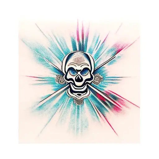 skull flames death gothic tattoo design idea