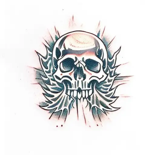 skull flames death gothic tattoo design idea