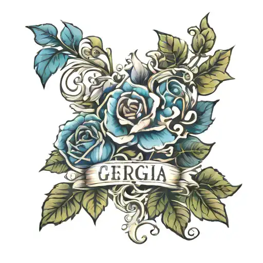 word "Georgia". do not translate tattoo design idea
