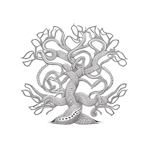 Tree of Life with Snake and apple tattoo design idea