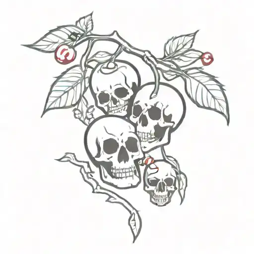 cherry skulls tattoo design idea