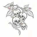 cherry skulls tattoo design idea