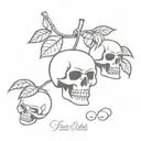 cherry skulls tattoo design idea