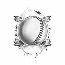A baseball breaking through a left eyebrow tattoo design idea