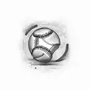 A baseball breaking through a left eyebrow tattoo design idea