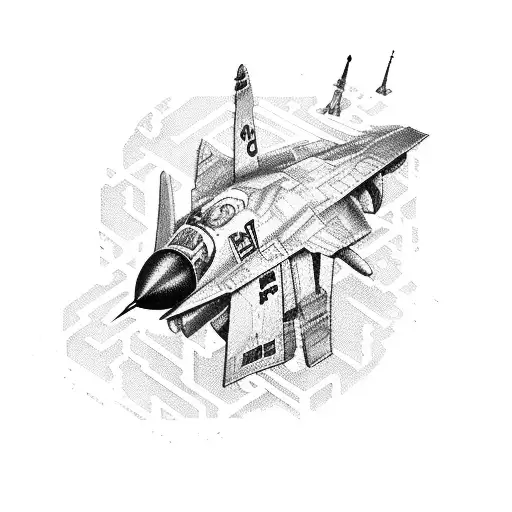 paper plant to fighter jet tattoo design idea
