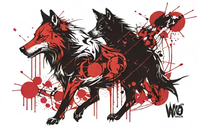 Wolf and Virgo zodiac sign tattoo design idea