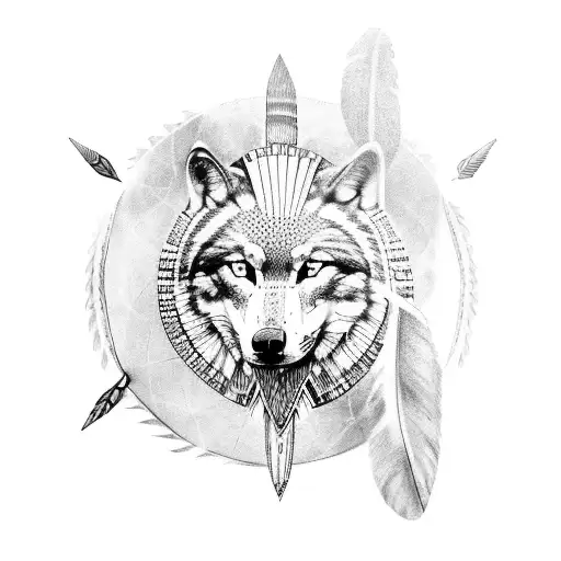 Native American Indian, Egyptian, tree of life, wolf, third eye, compass, galaxy  tattoo design idea