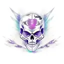 skeleton riding a motorcycle in a purple storm tattoo design idea