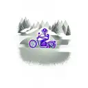 skeleton riding a motorcycle in a purple storm tattoo design idea
