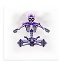 skeleton riding a motorcycle in a purple storm tattoo design idea
