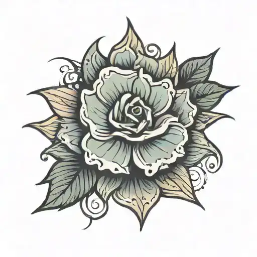 stone rose tattoo design idea