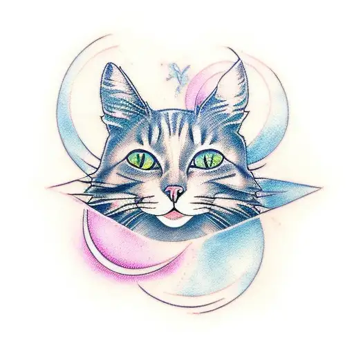 Create a design for tattooing on an arm that contains a cat , a moon and the phrase "and in the end the love you make "  tattoo design idea