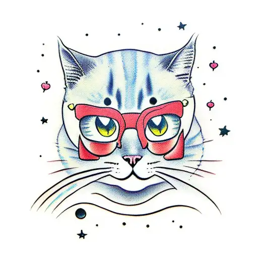 a cat , a moon and the phrase "and in the end the love you make "  tattoo design idea