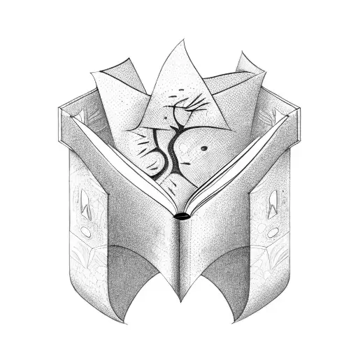 cartoon image of an open book with claw marks tattoo design idea