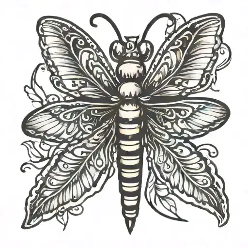 french fry with dragon fly wings tattoo design idea