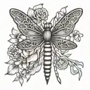 french fry with dragon fly wings tattoo design idea