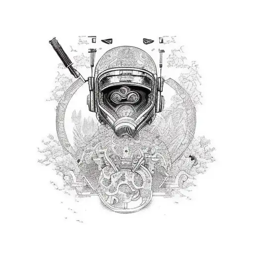 road to city and a biker with helmet in hand tattoo design idea