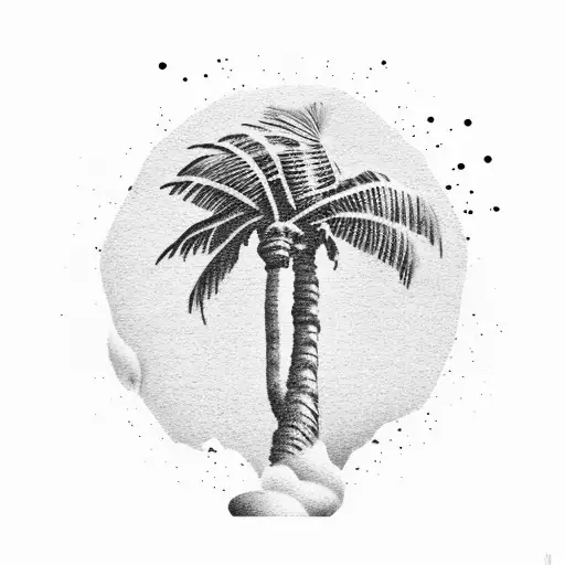 Palm Tree blowing in wind tattoo design idea