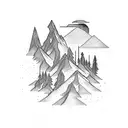 hunting mountains tattoo design idea