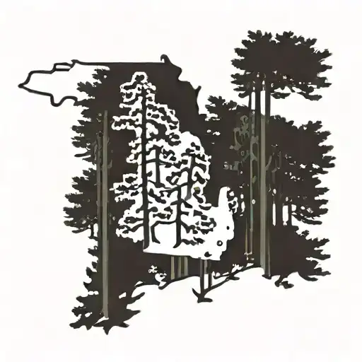 Michigan outline with pine trees in it    tattoo design idea