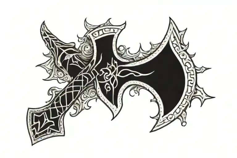 mjolnir hugin munin with axes crossed   tattoo design idea
