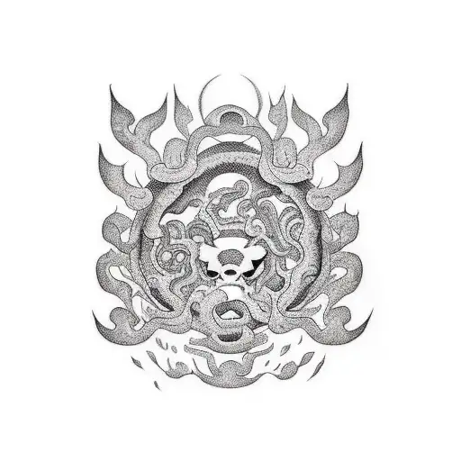 brutal suminagashi tattoo design idea