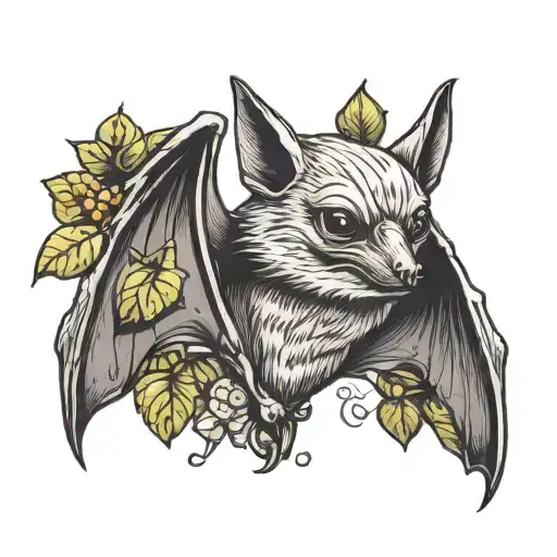 fruit bat tattoo design idea