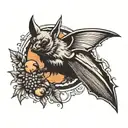 fruit bat tattoo design idea