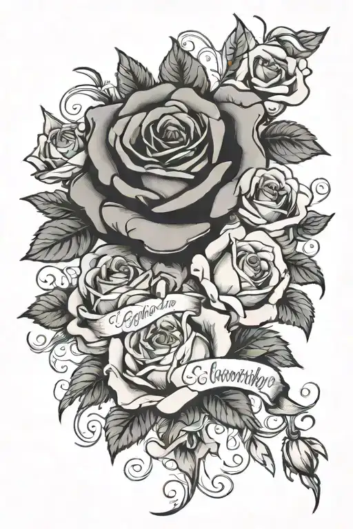 qoute family over everything. with roses entwinned  tattoo design idea
