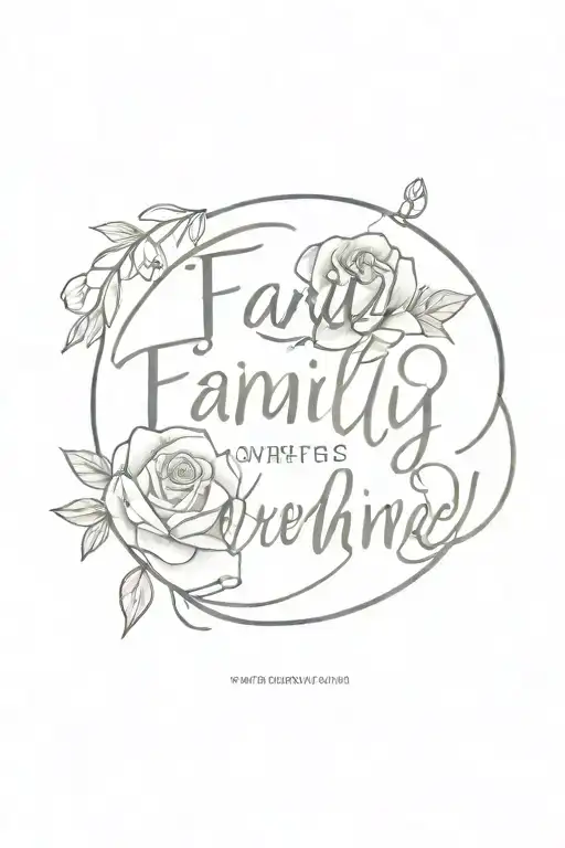 qoute family over everything. with roses entwinned  tattoo design idea