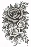 qoute family over everything. with roses entwinned  tattoo design idea
