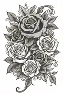 qoute family over everything. with roses entwinned  tattoo design idea