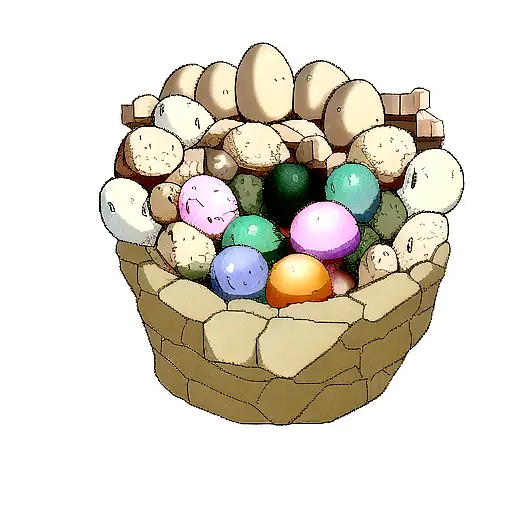 Dragon, in cave, guarding eggs,  tattoo design idea