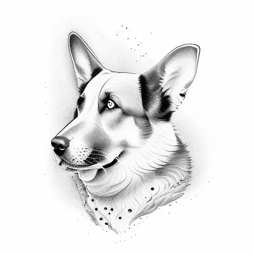 Swiss shepherd dog face tattoo design idea