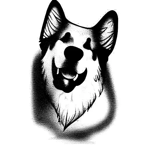 Swiss shepherd dog face tattoo design idea