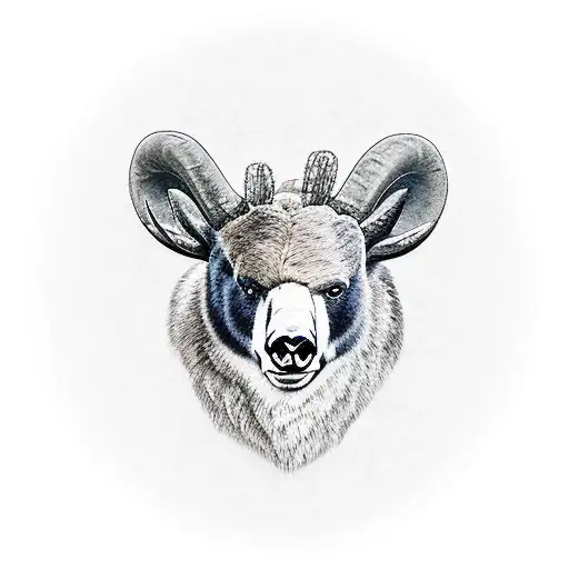 a black bear head next to a Rocky Mountain bighorn sheep head next to a white tailed deer head tattoo design idea