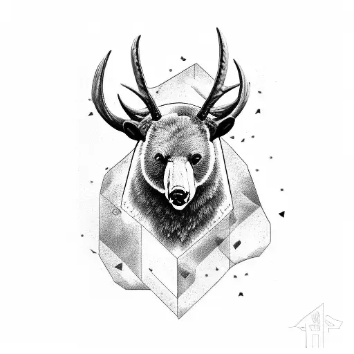 black bear, Rocky Mountain bighorn sheep, white tail deer tattoo design idea