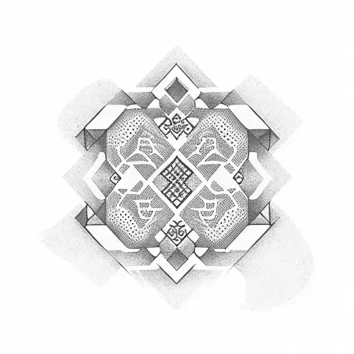 A geometric pattern made up of chocolate chip cookies, with the word 'cookie' incorporated into the design tattoo design idea