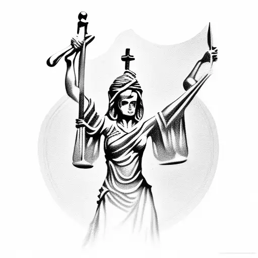 lady justice crossed with grim reaper tattoo design idea