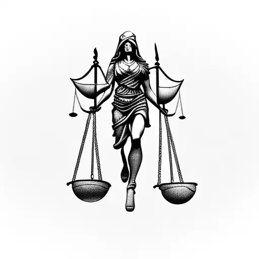 lady justice crossed with grim reaper tattoo design idea