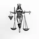 lady justice crossed with grim reaper tattoo design idea