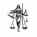 lady justice crossed with grim reaper tattoo design idea