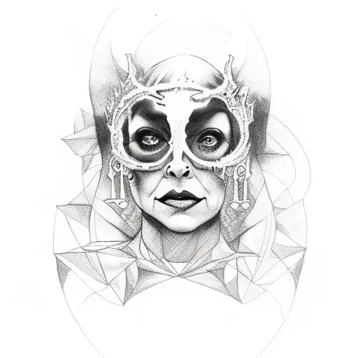 A portrait tattoo of the author Penelope Douglas surrounded by elements from the Devil's Night series tattoo design idea