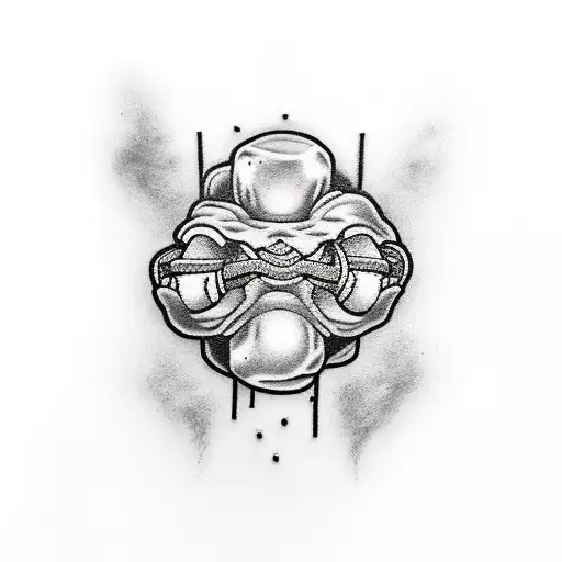 A kickboxer surrounded by pixelated smoke and neon lights tattoo design idea