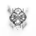 A kickboxer surrounded by pixelated smoke and neon lights tattoo design idea