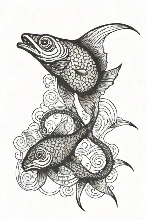 skinny long needle fish tattoo design idea